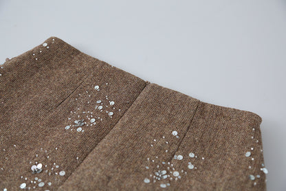 【LD11045】實拍S~XL法式重工時髦毛呢亮片短裙251202