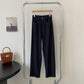 【cim2130】實拍韓國復古高腰深藍色顯瘦垂感明線直筒牛仔褲231018