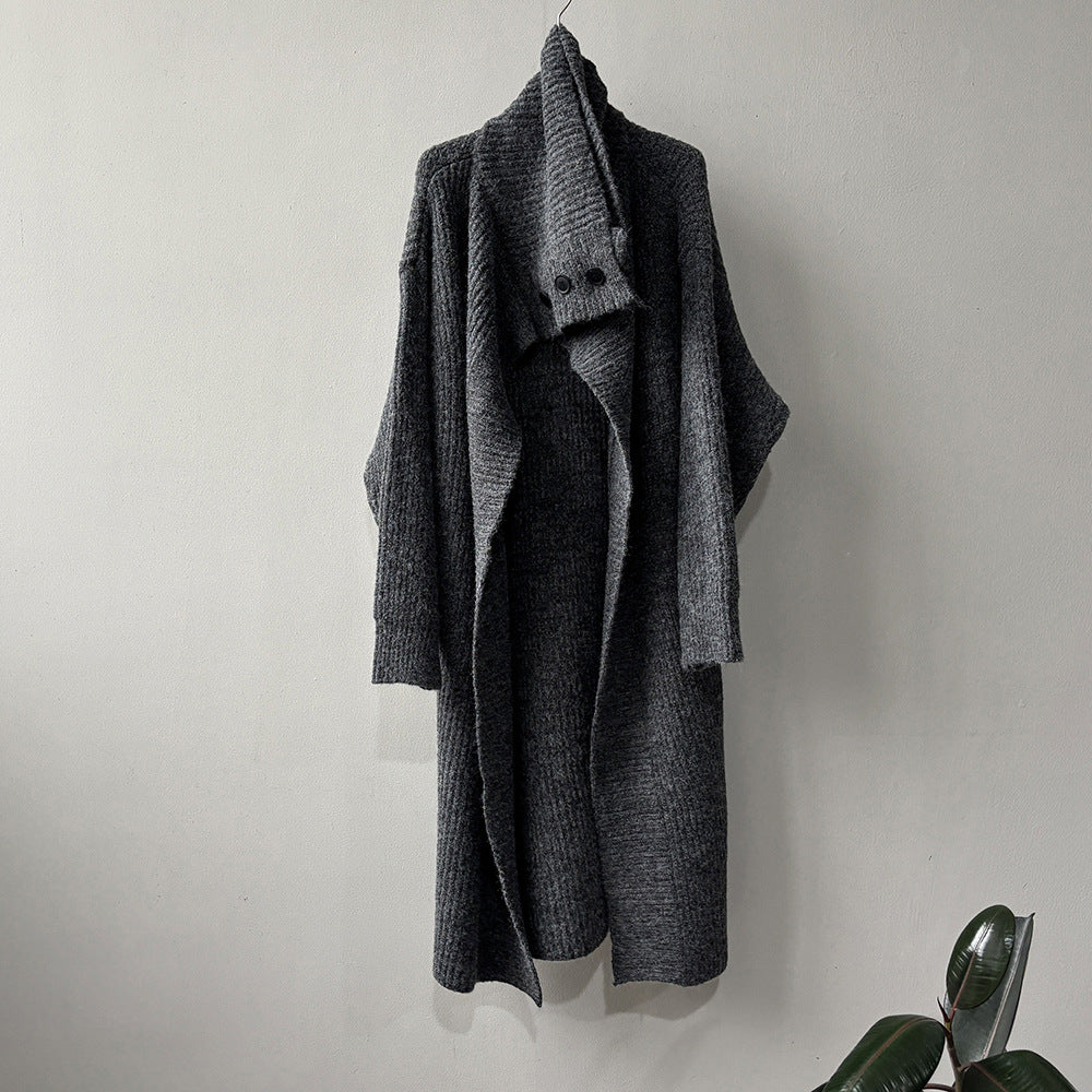 【Y913】實拍大翻領長針織大外套251106