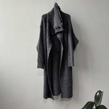 【Y913】實拍大翻領長針織大外套251106