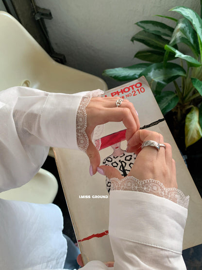 【LR2266】實拍imiss質感推薦！蕾絲苧麻長袖襯衫260305