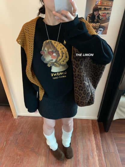【L9295】實拍檸檬秋冬狗狗印花加絨衞衣+針織披肩251117