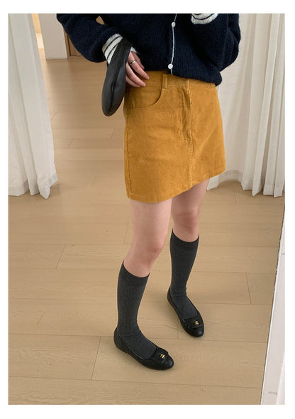 【H562】實拍秋冬S~XL必備復古高腰燈芯絨A字裙251021