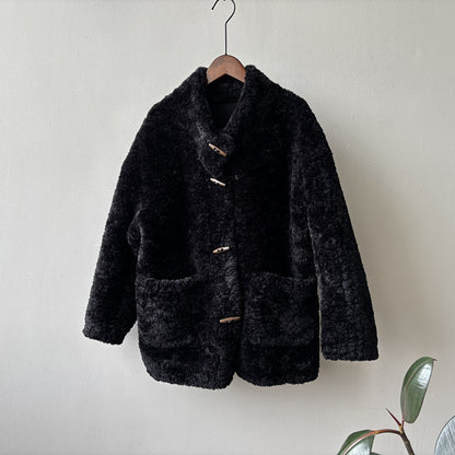 【Y7097】實拍冬季慵懒可愛牛角扣羊羔毛厚外套251113