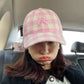 【M411】韓國小眾立體蝴蝶結刺繡格子鴨舌帽240323