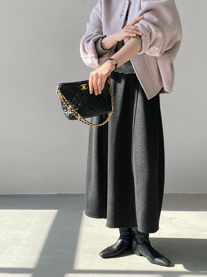 【cimz6392】實拍極簡內加絨加厚高腰毛呢長裙（羊毛3)251120