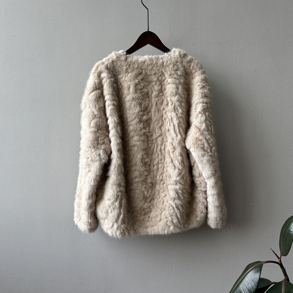 【YH707】實拍高質感毛茸茸仿皮毛保暖一体毛绒外套＋圍巾251113