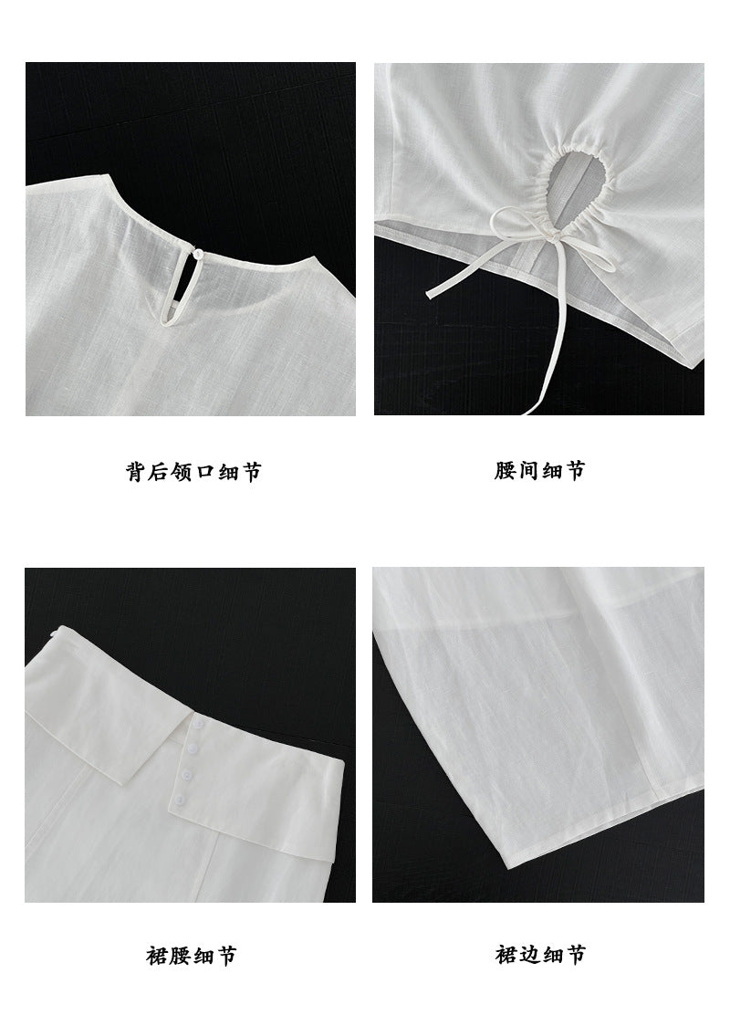 【cimz26058】韓系極簡高智感☕時髦天絲亞麻30短袖圓領上衣+a字裙（分開下單）260618