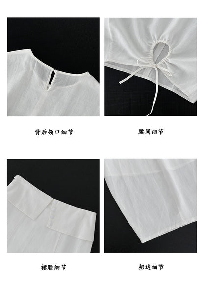 【cimz26058】韓系極簡高智感☕時髦天絲亞麻30短袖圓領上衣+a字裙（分開下單）260618