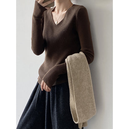 【YP313】實拍冬季氣質簡約v領針織衫251113