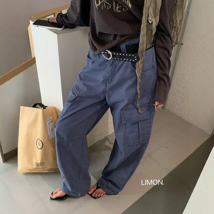 【LHT015】檸檬2026早秋新款時髦復古摩登水洗顯瘦休閒工裝褲260728