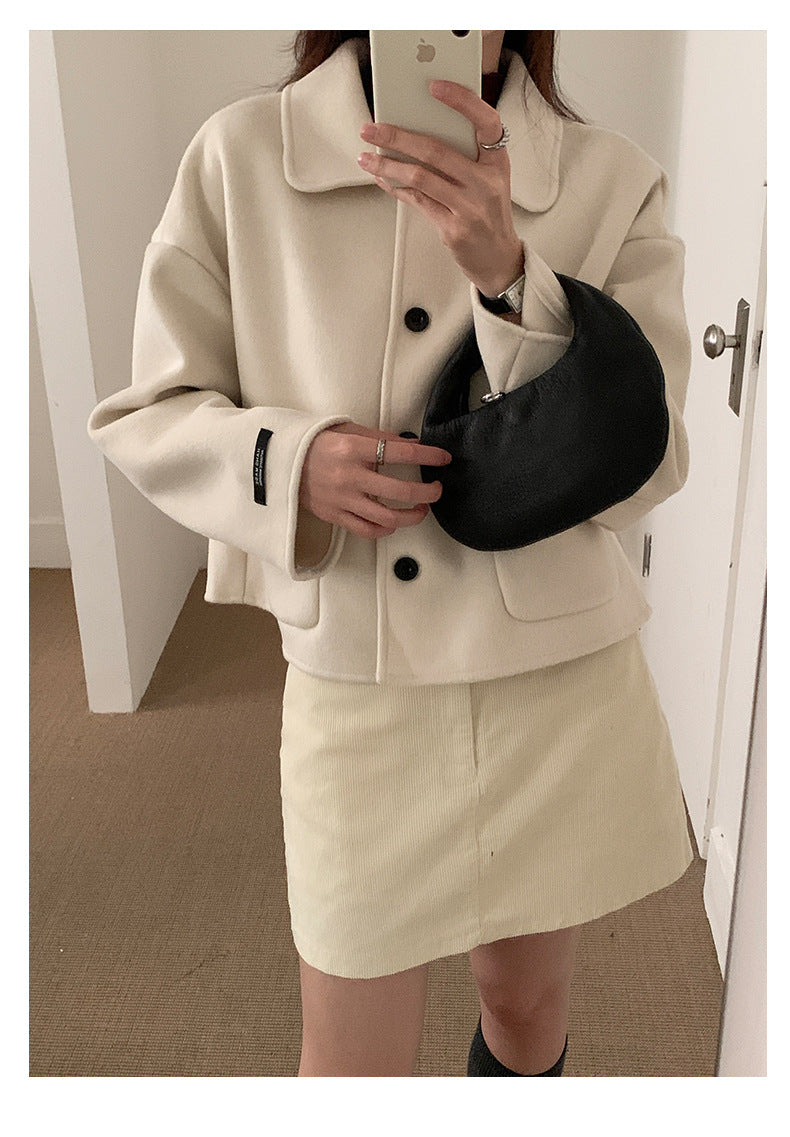 【H565】實拍高級感羊毛混紡羊絨手感外套大衣251021