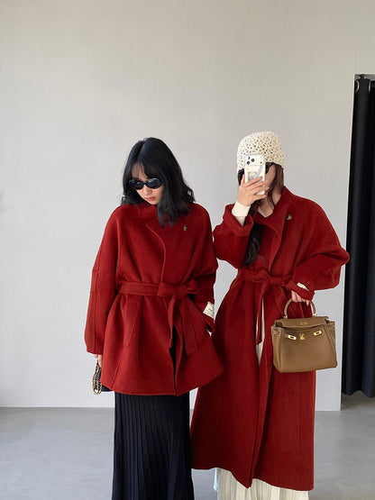 【cimz6616】實拍高級大氣厚款立領雙面羊毛呢大衣外套（羊毛100)251120