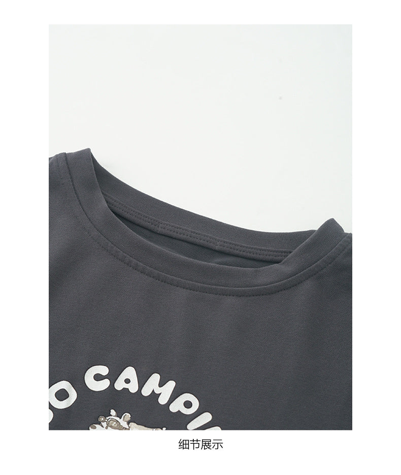 【H5486】實拍磨毛小熊印花長袖T恤251109