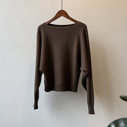 【YP2081】 實拍一字領斜肩慵懶針織毛衣251023