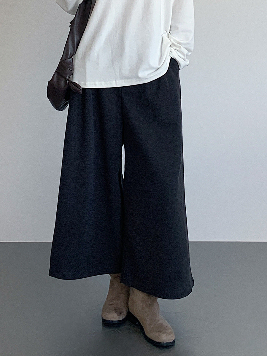 【LD11035】實拍S~L韓版寬鬆高腰毛呢加絨加厚九分褲251124