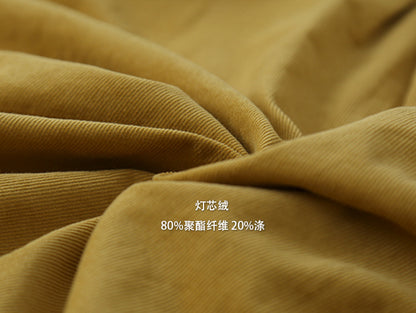 【LD3232】實拍燈芯絨薄款簡約寬鬆刺繡長袖襯衫250929