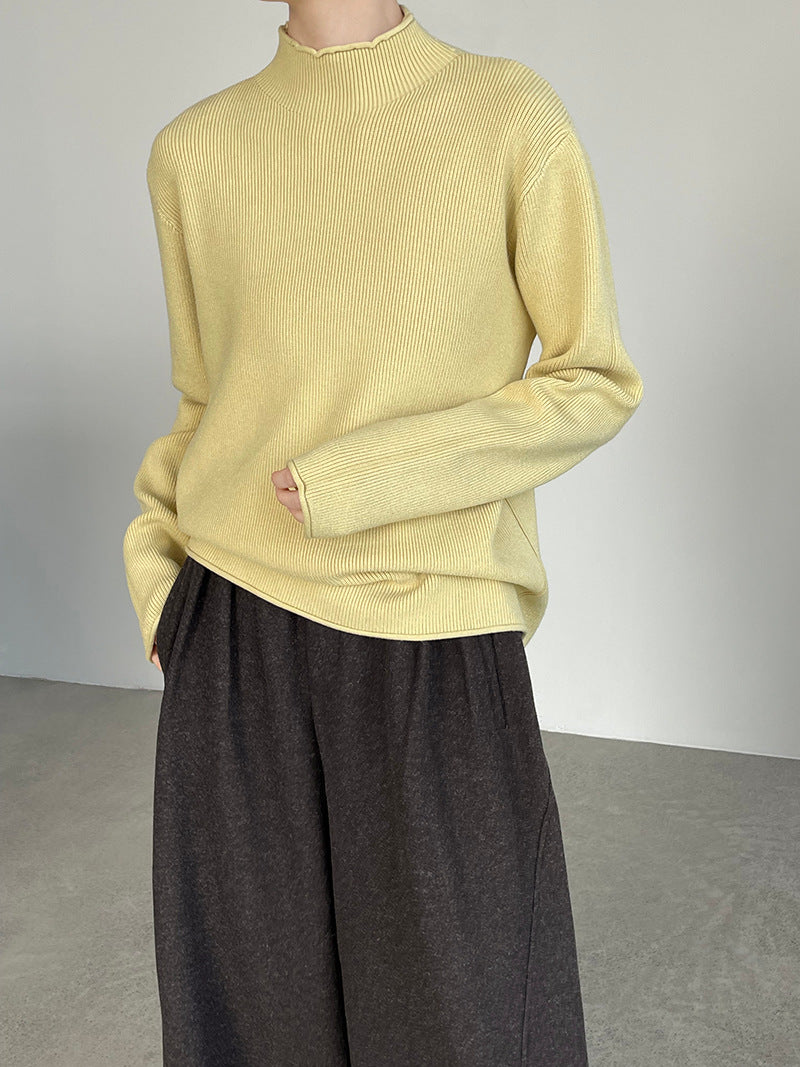 【cimYL713】實拍加厚捲邊半高領保暖針織衫251201