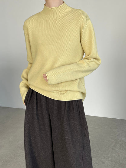 【cimYL713】實拍加厚捲邊半高領保暖針織衫251201