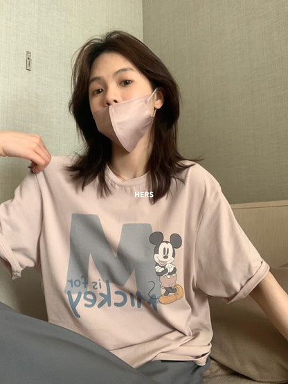 【L20610】實拍簡約日常印花寬鬆舒適短袖T恤250602