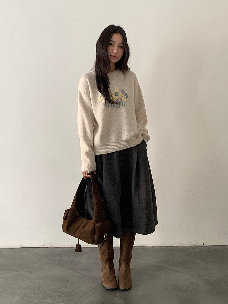 【LD11038】實拍立體小花針織衫251202