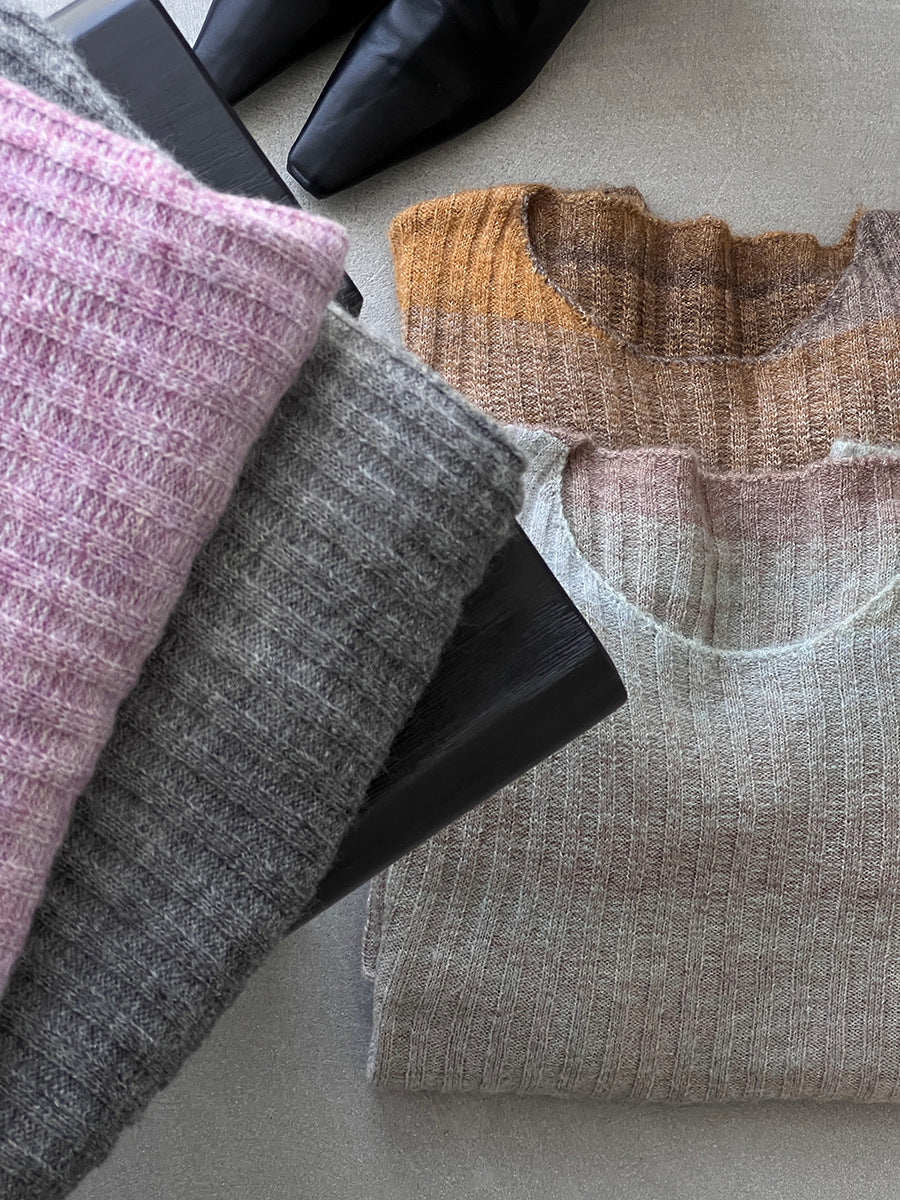 【cim0679】實拍韓國彩虹漸變長袖針織衫（羊毛11%)251114