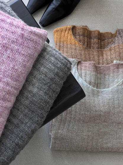 【cim0679】實拍韓國彩虹漸變長袖針織衫（羊毛11%)251114