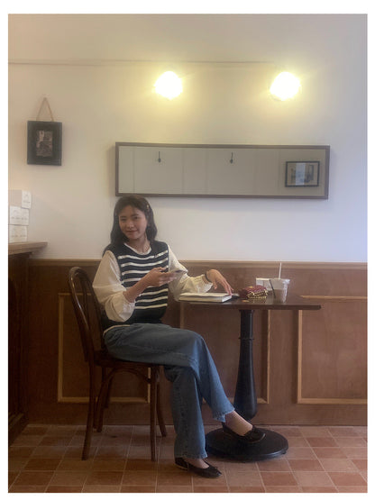 在台現貨【H742】實拍韓國清新氣質設計假兩件上衣