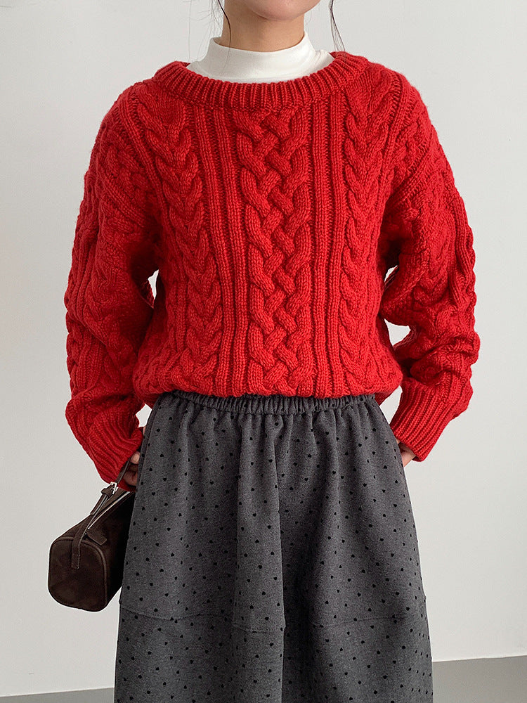 【LD11003】實拍冬季加厚麻花長袖圓領毛衣251110