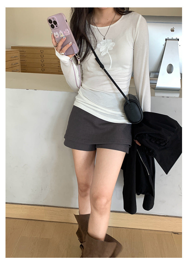 【H5418】實拍早秋復古辣妹顯瘦短褲裙250909
