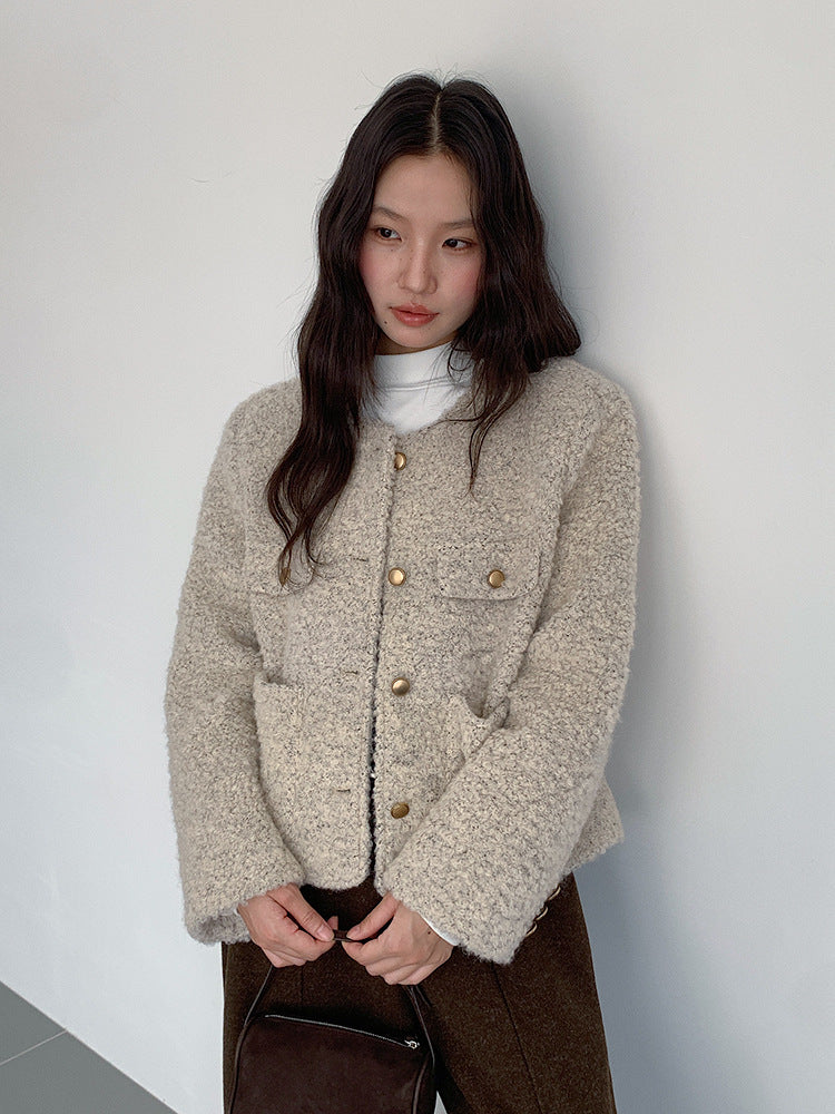 【LD9507】實拍高級感小香風粗花呢子外套251110