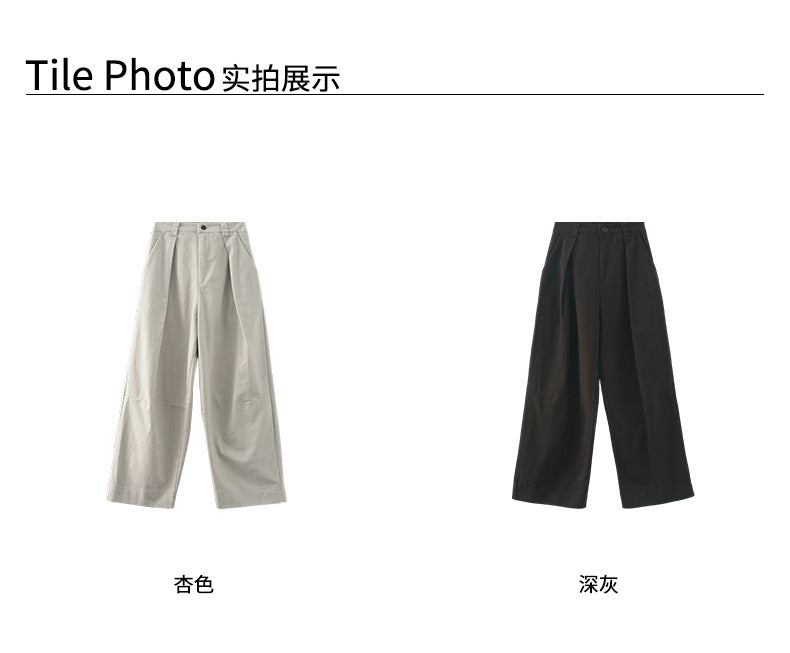 【H566】實拍秋冬高腰斜紋棉挺版西裝長褲（後鬆緊腰）251021