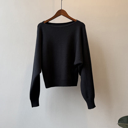 【YP2081】 實拍一字領斜肩慵懶針織毛衣251023