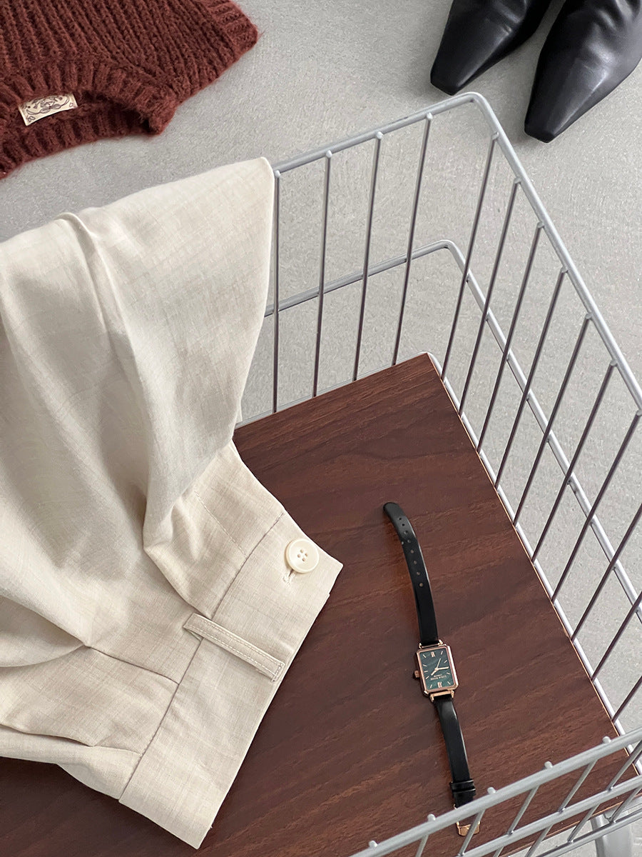 【cim1653】實拍秋日必備高腰壓褶大擺西裝褲251030