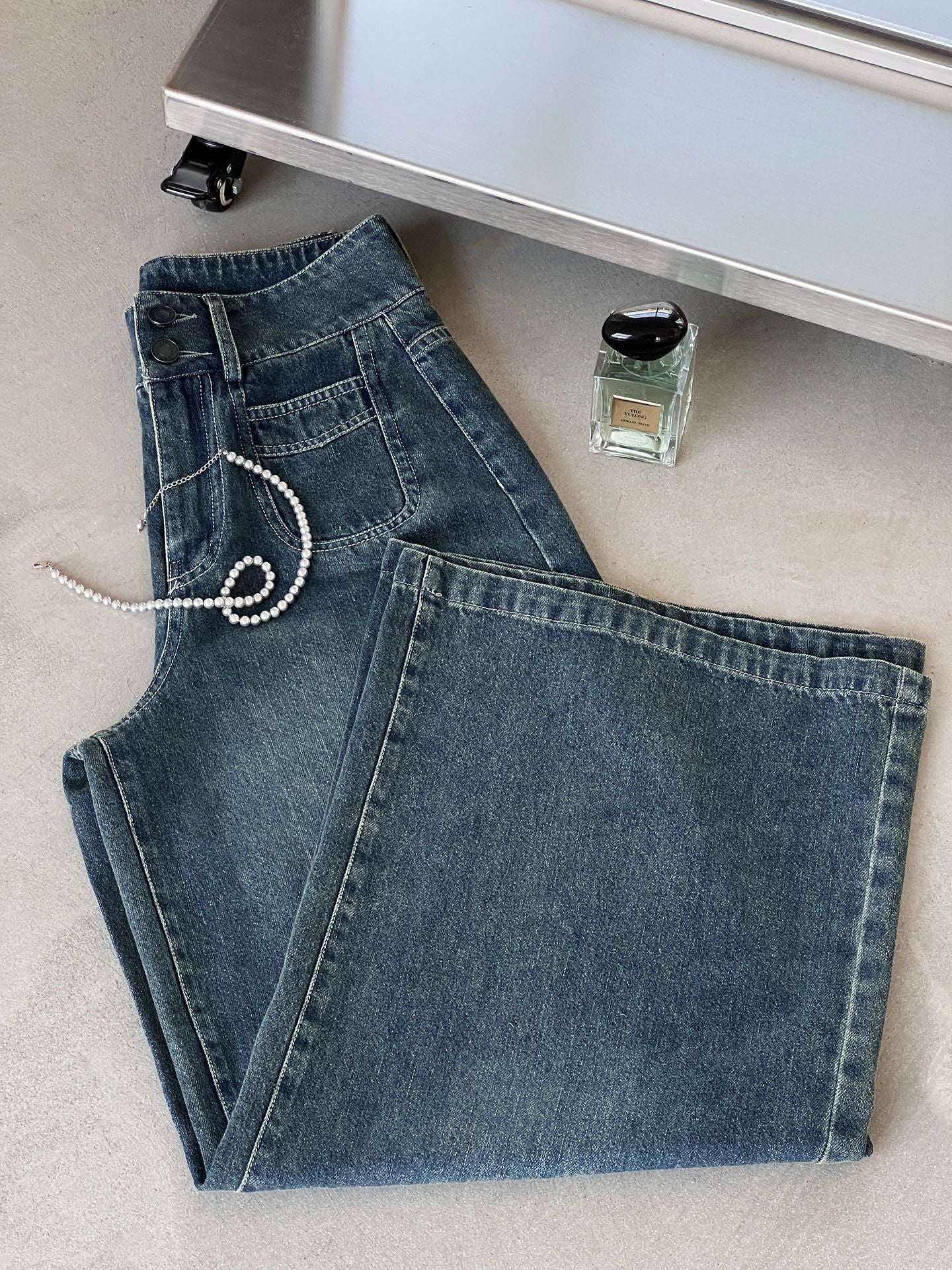 【cimz6538】小隻女誇誇神褲👖復古直筒軟牛仔薄款垂墜感遮胯寬褲260506
