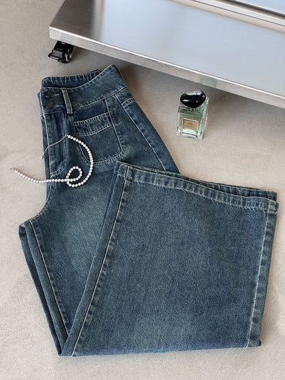 【cimz6538】小隻女誇誇神褲👖復古直筒軟牛仔薄款垂墜感遮胯寬褲260506
