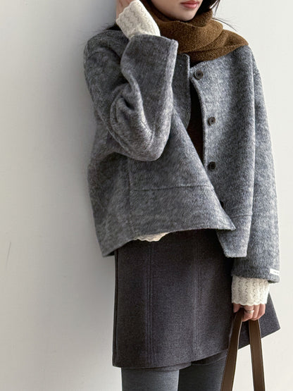 【Y8522】實拍高單氣質簡約綿羊毛呢外套（棉羊毛52%)251106