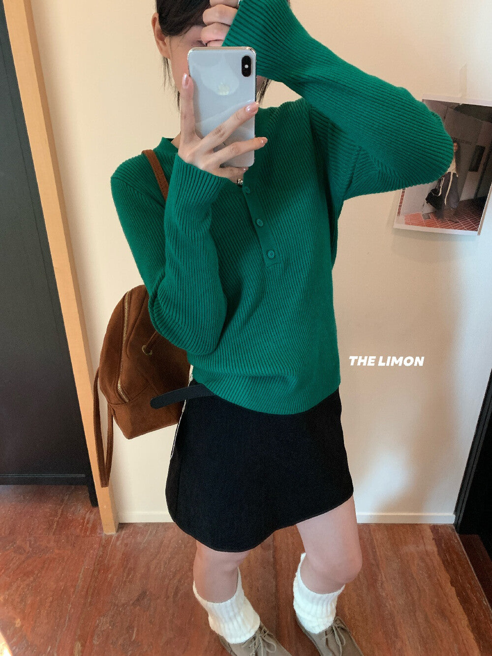 【L99909】檸檬秋冬超修身V領纽扣長袖針織衫251117