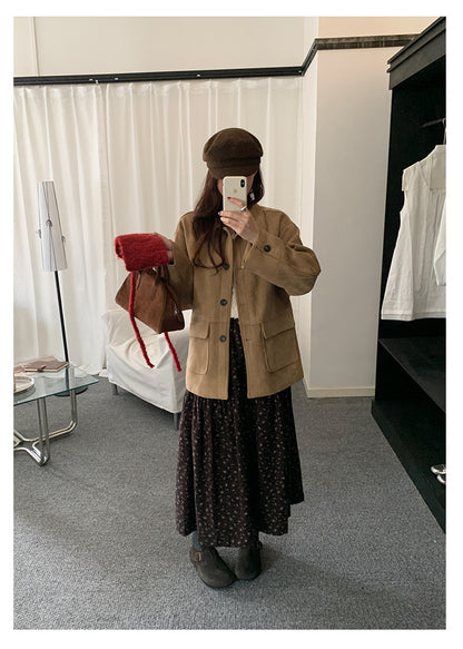 【H5490】實拍日系清新小碎花鬆緊腰長裙（棉）251109