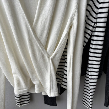 【Y218】實拍法式高級感交叉長袖針織衫(羊毛5%)251016