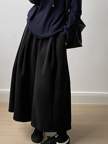 【Y82678】 實拍鬆緊腰抽繩顯瘦闊腿九分褲裙251023