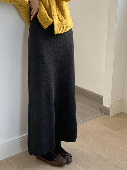 【YP682】 實拍高腰軟糯垂感針織長裙251023