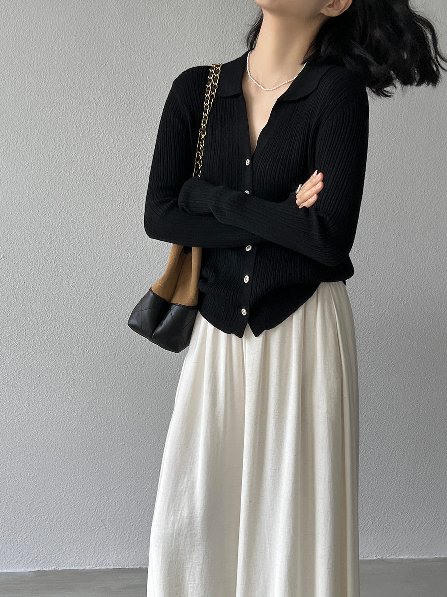 【cim6901】實拍慵懶紙片人polo領針織衫251030