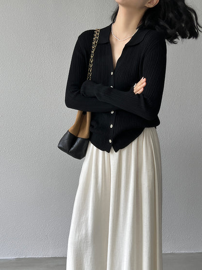 【cim6901】實拍慵懶紙片人polo領針織衫251030