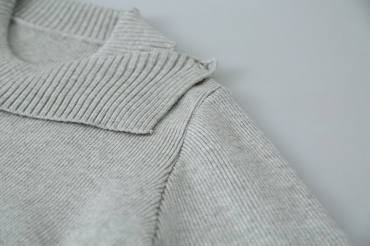 【LD11002】實拍秋冬法式設計感斜領針織毛衣外套251110