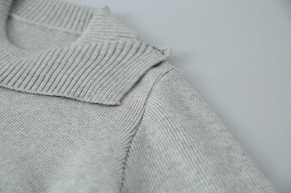 【LD11002】實拍秋冬法式設計感斜領針織毛衣外套251110