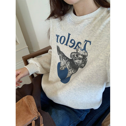 【H5496】實拍韓系小狗印花加絨厚棉衛衣251118