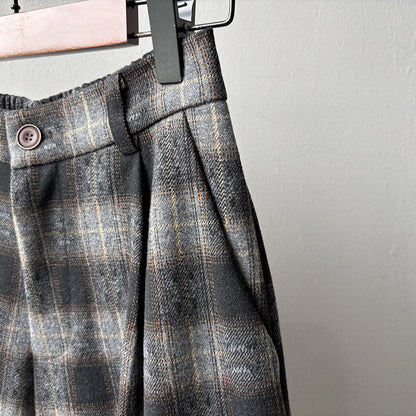【YG8095】實拍日系復古呢料格紋直筒七分闊腿褲251016