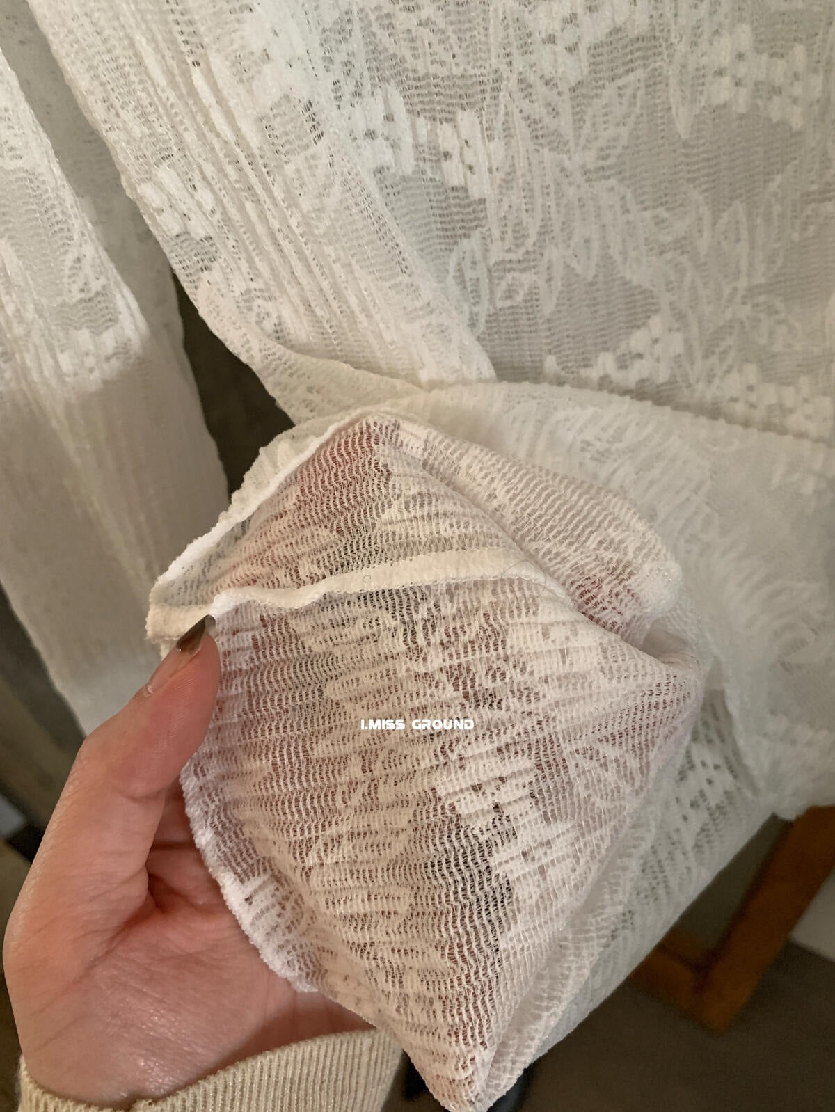 【L90853】IMISS秋季法式浪漫・蕾絲拼接鏤空修身半高領上衣260921