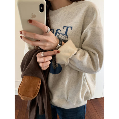 【H5496】實拍韓系小狗印花加絨厚棉衛衣251118